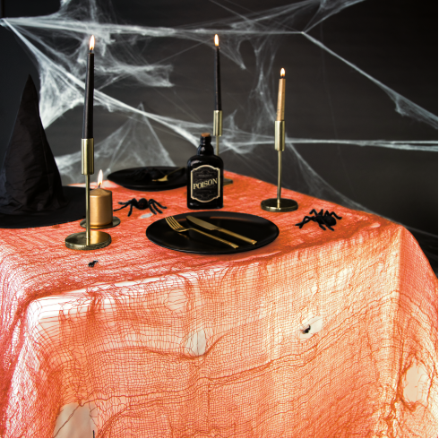 Halloween dekoráció – narancssárga pókháló, háló 210×300 cm Halloween dekoráció – narancssárga pókháló, háló 210×300 cm