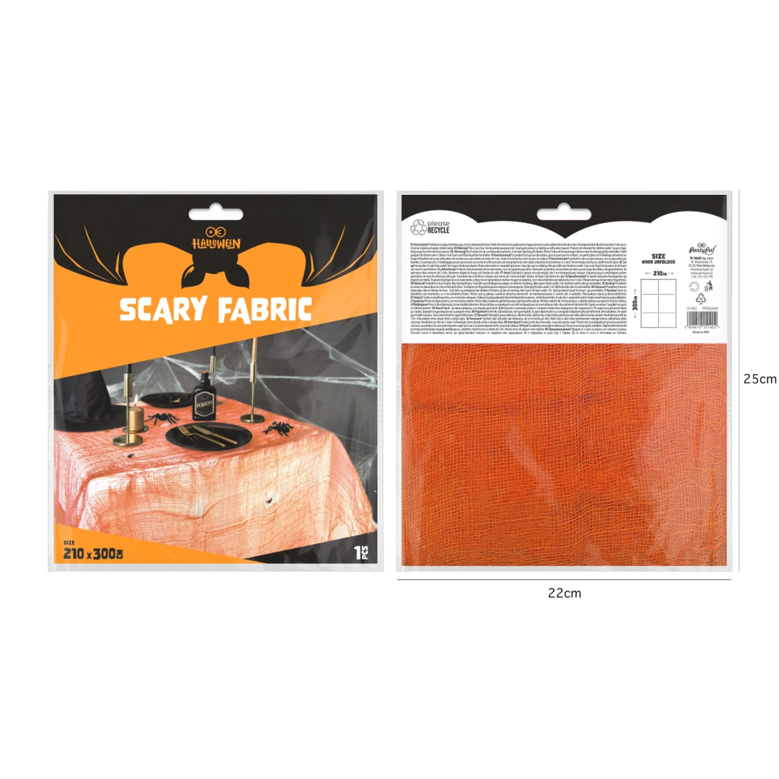 Halloween dekoráció – narancssárga pókháló, háló 210×300 cm