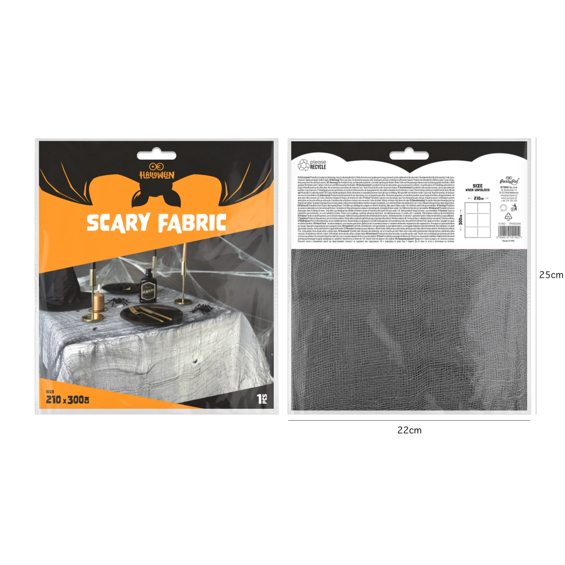 Halloween dekoráció – szürke pókháló háló 210x300 cm