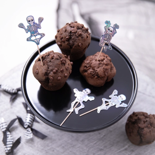 Decoruri tip țepușă Halloween cu scheleți, 6 buc.