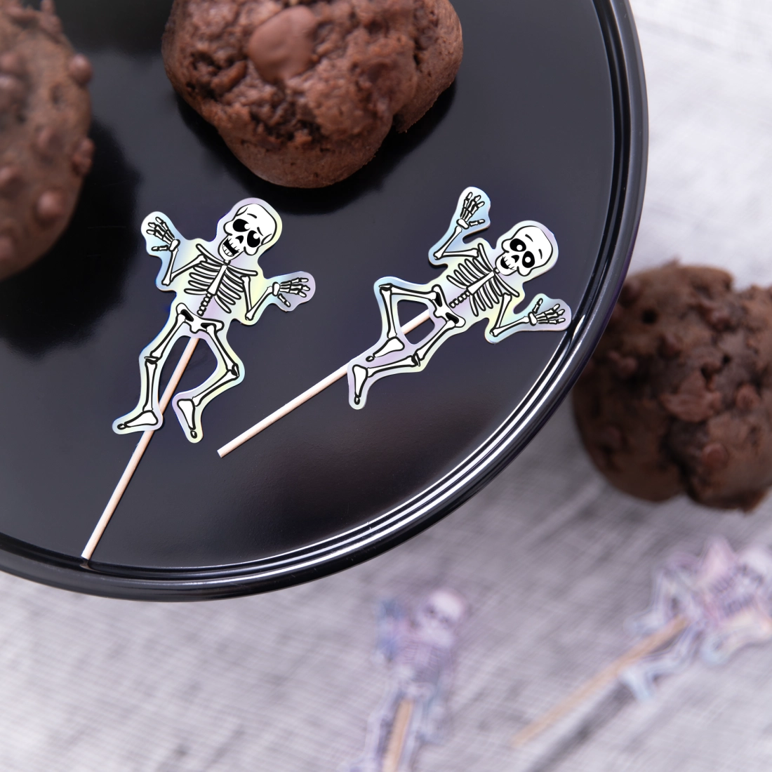 Decoruri tip țepușă Halloween cu scheleți, 6 buc.