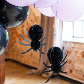 Viseče halloween dekoracije – pajki, črni, 2 kosa