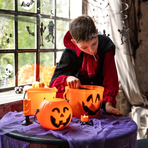 Coș din plastic pentru dulciuri de Halloween în formă de dovleac