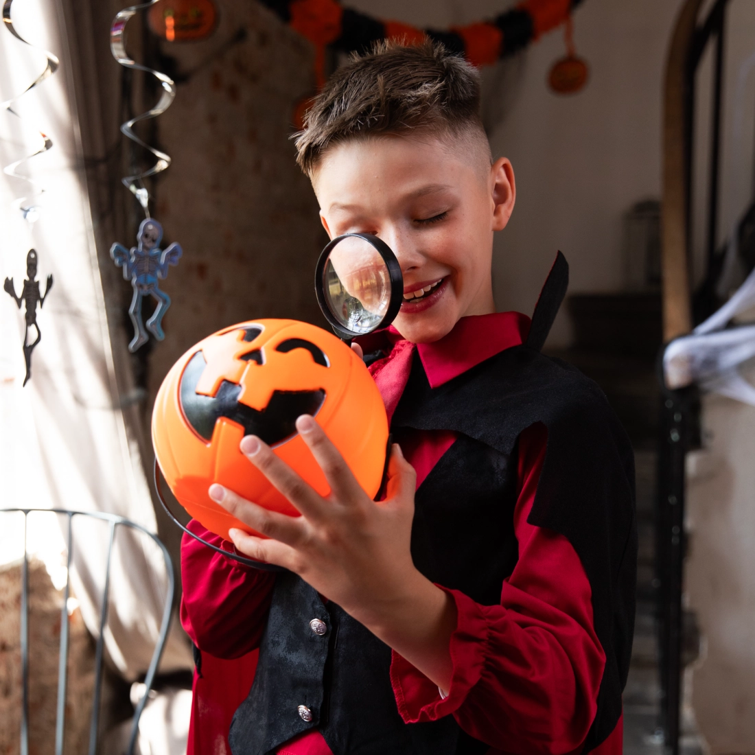 Coș din plastic pentru dulciuri de Halloween în formă de dovleac