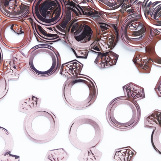 Konfeti 15 g – rožnato-zlati prstani za praznovanje