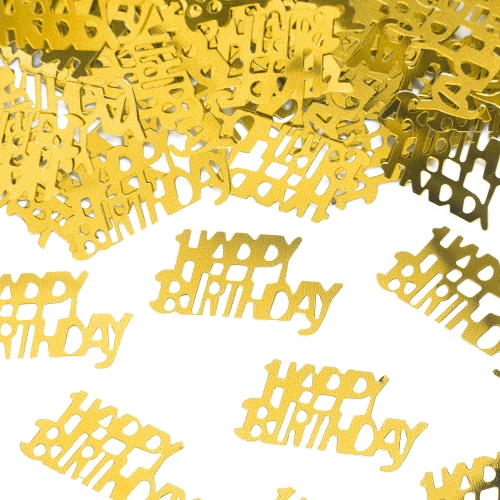 Confetti 15 g – inscripție aurie „Happy Birthday” pentru petrecerea de ziua de naștere