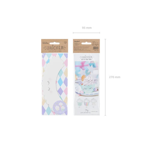 Papirnati modelčki za mafine / cupcakes Unicorn, 6 kos