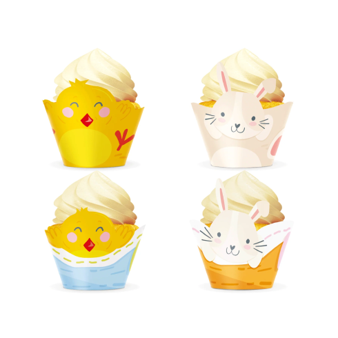 Muffinkosarak Csibék és Nyuszik – 4 darabos készlet Muffinkosarak Csibék és Nyuszik – 4 darabos készlet
