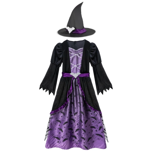 Lilla-fekete boszorkány jelmez lányoknak, L méret