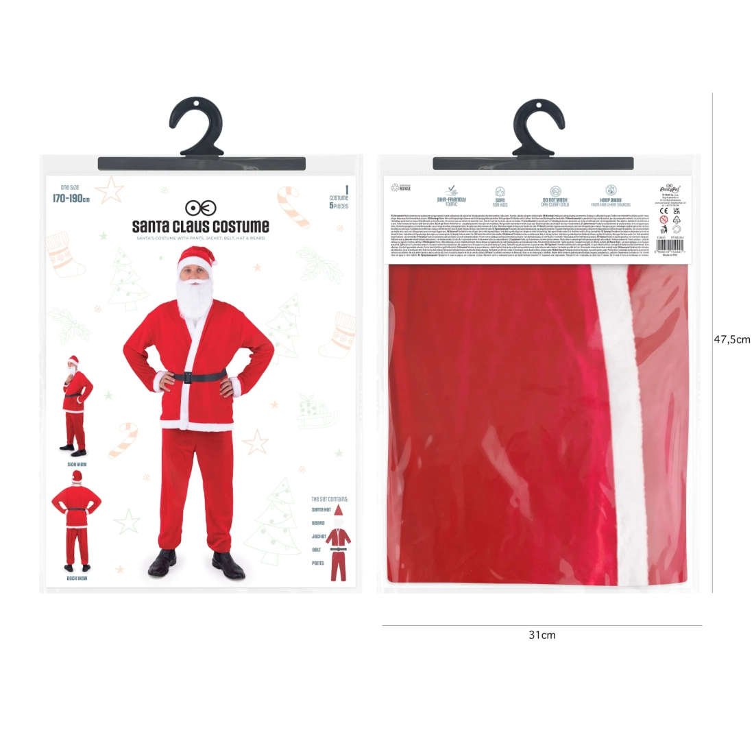 Costum Moș Nicolae pentru adulți, 170–190 cm