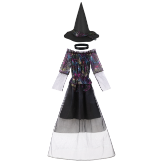 Kostum pajkaste čarovnice za deklico, velikost M, 120–130 cm