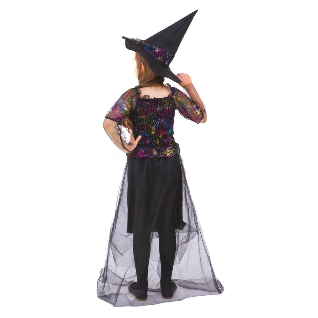 Costum vrăjitoare-păianjen pentru fetiță, mărimea S, 110-120 cm