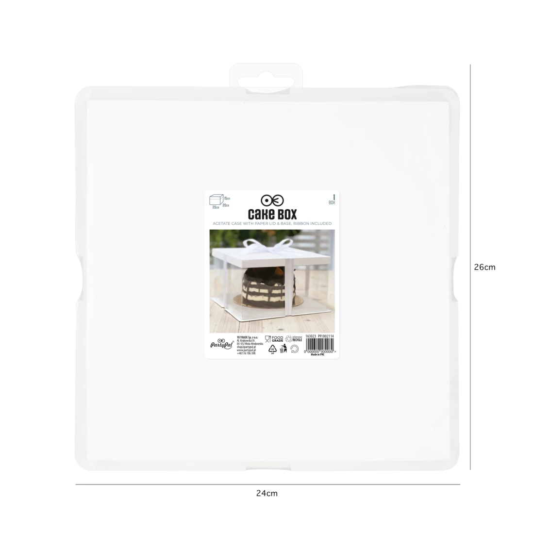 Cutie pentru tort cu panglică 20x20x15 cm