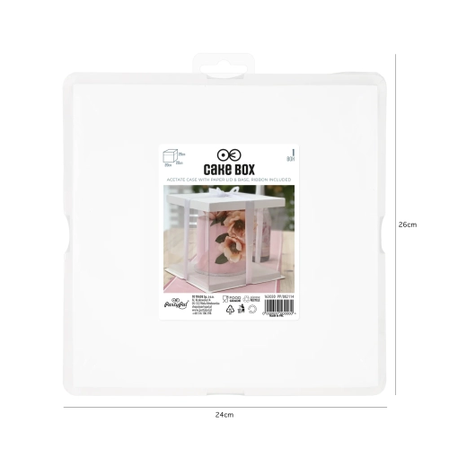 Cutie pentru tort cu panglică 20x20x25 cm