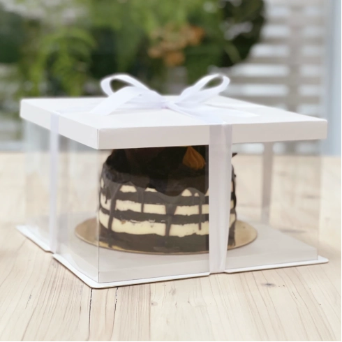 Dárková krabice na dort s mašlí 25x25x15 cm – elegantní krabice na zákusky, dorty a koláče Dárková krabice na dort s mašlí 25x25x15 cm – elegantní krabice na zákusky, dorty a koláče