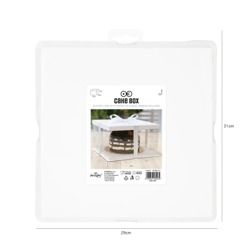 Cutie pentru tort cu panglică 25x25x15 cm – cutie elegantă pentru prăjituri, torturi și tarte