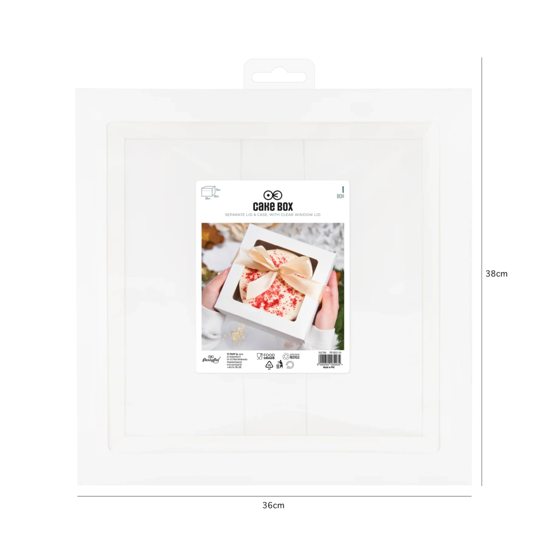 Cutie pentru tort și prăjituri cu fereastră transparentă 35x35x15 cm