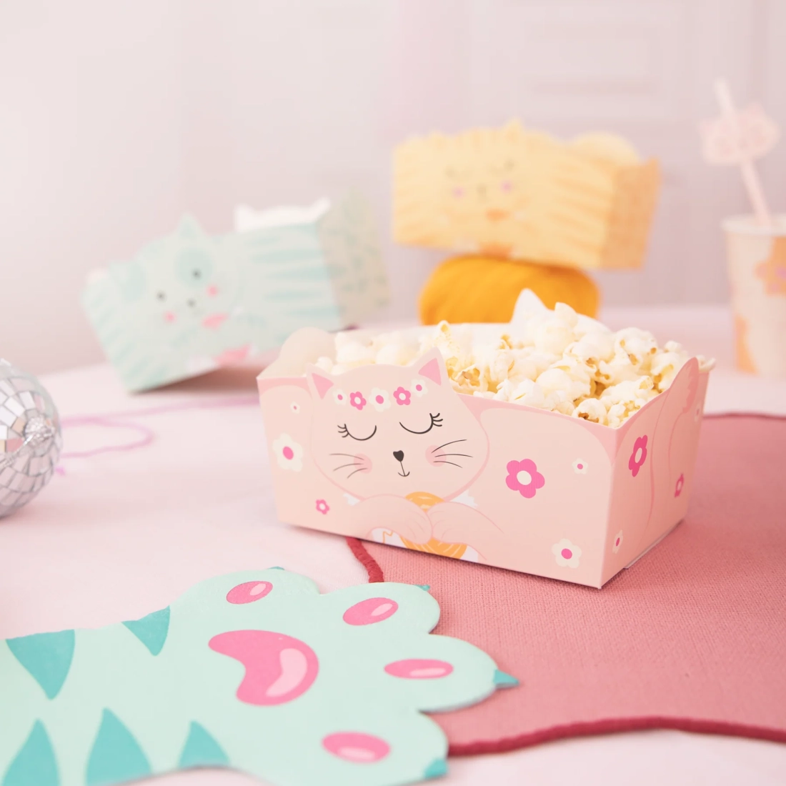 Cica mintás chipses doboz 15x10 cm, 3 db készlet