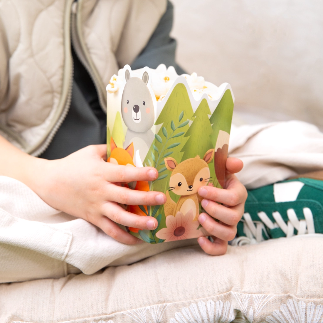 Cutie pentru popcorn cu animale din pădure, 6 buc.