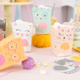 Škatlica za popcorn Mačkice, set 6 kosov