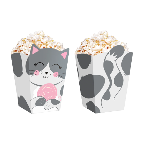 Cicás popcorn doboz, 6 darabos készlet Cicás popcorn doboz, 6 darabos készlet