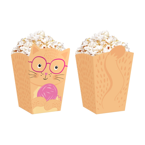 Cicás popcorn doboz, 6 darabos készlet Cicás popcorn doboz, 6 darabos készlet