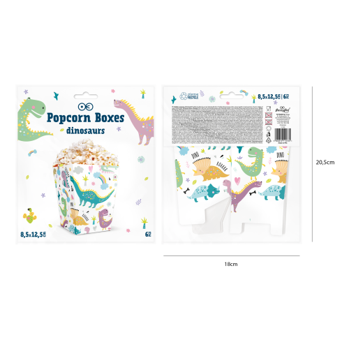 Dinoszauruszos popcornos dobozok, 6 db Dinoszauruszos popcornos dobozok, 6 db