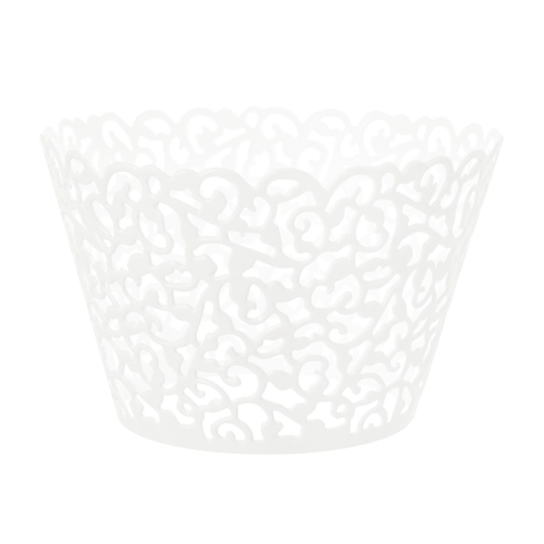 Csipkés muffinpapír kosárkák – fehér, 10 db