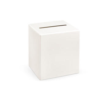 Kremasta svadbeni sandučić za omotnice 24 × 24 × 24 cm od metaliziranog papira