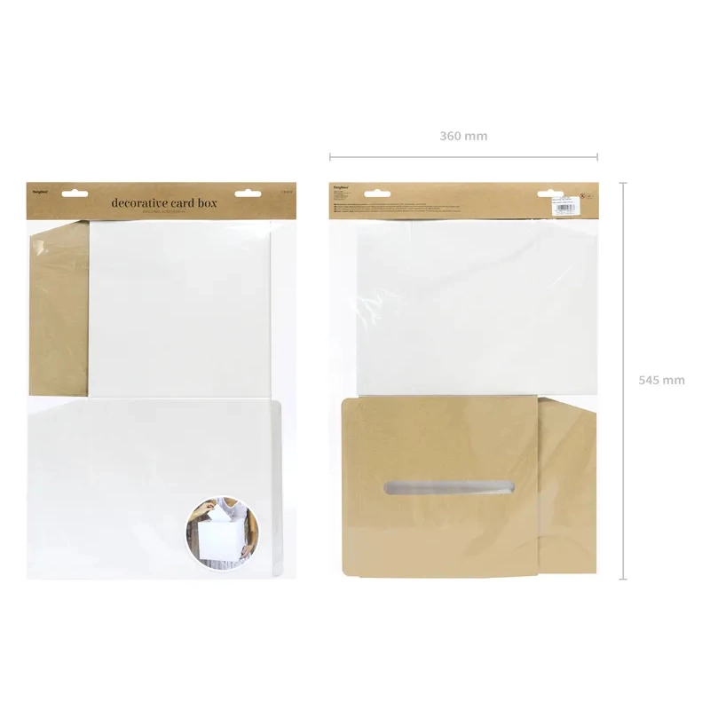 Krém színű esküvői borítékgyűjtő doboz 24x24x24 cm, metálpapírból