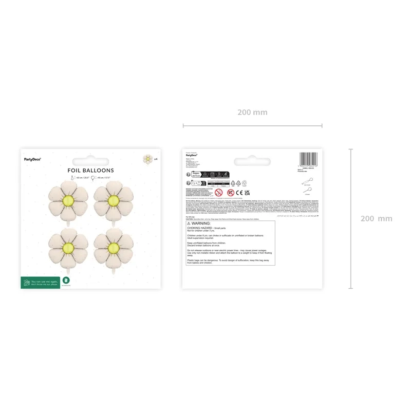 Baloane folie crem în formă de margaretă 65 cm – set 4 bucăți pentru ghirlande și decor