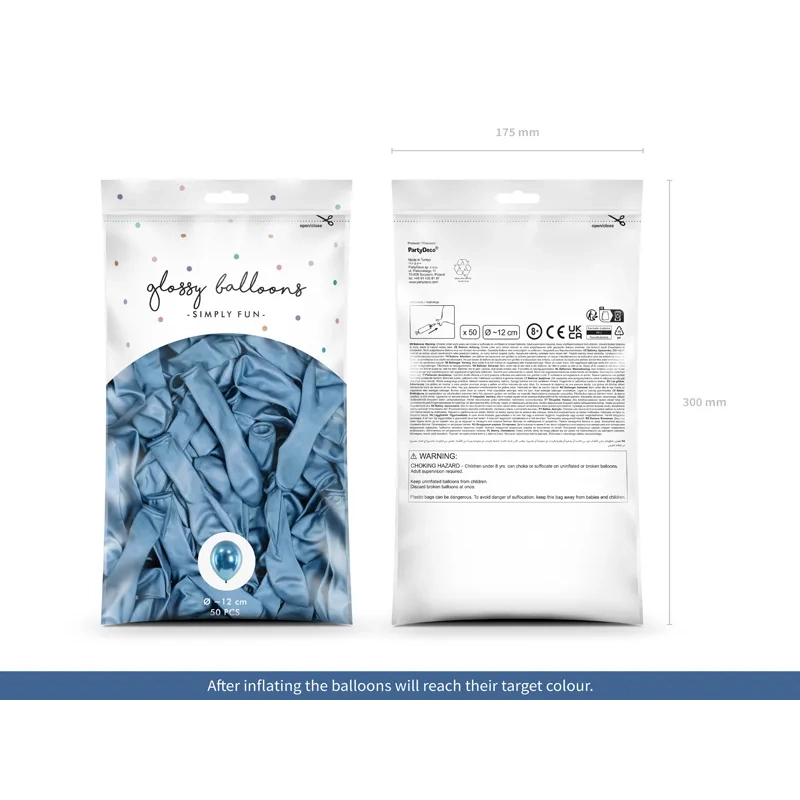 Baloane albastre lucioase 12 cm – 50 bucăți, pentru petreceri