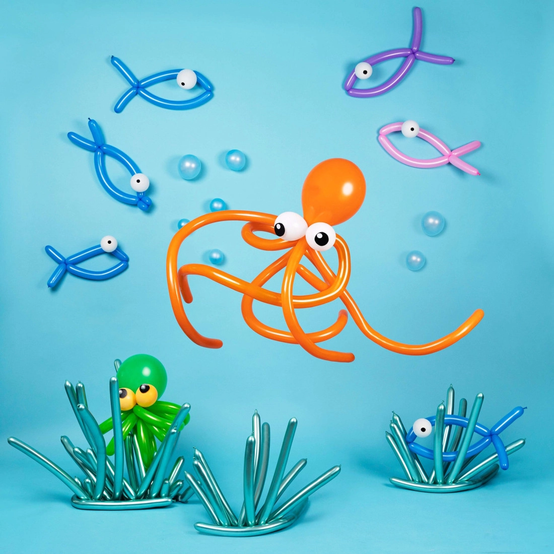 Modellező lufi szett pumpával, vegyes színek, 10 db