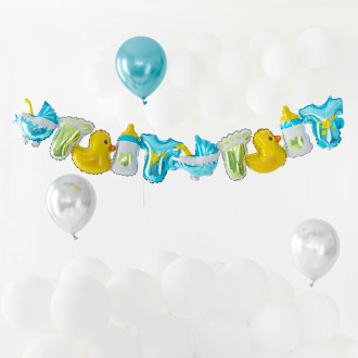 Modra balonska girlanda za dečka, 206 x 34 cm