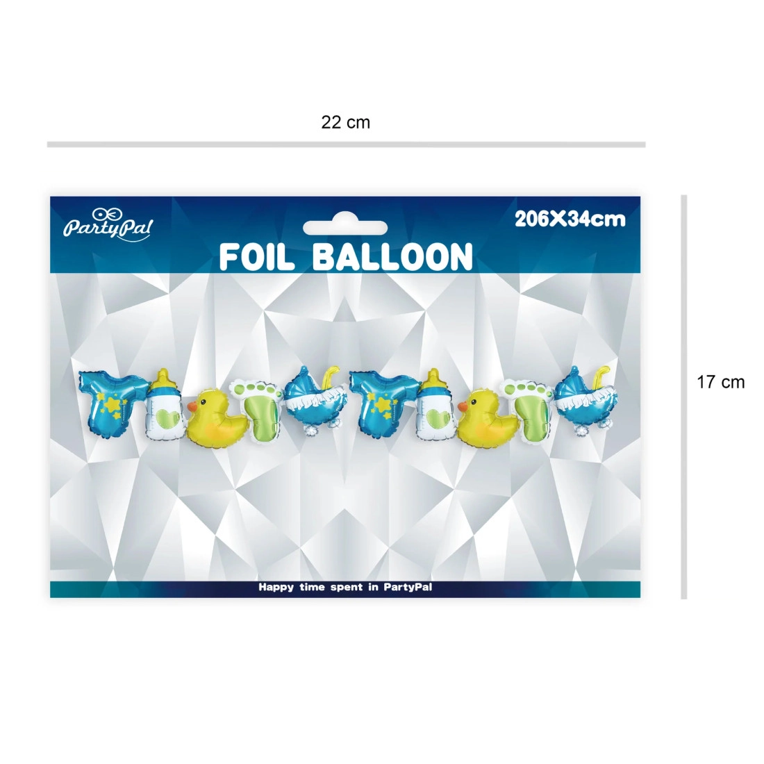 Kék lufigirland fiúknak, 206 × 34 cm