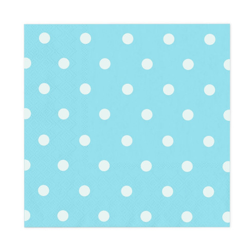 Modré servítky s bielymi bodkami, 10 ks