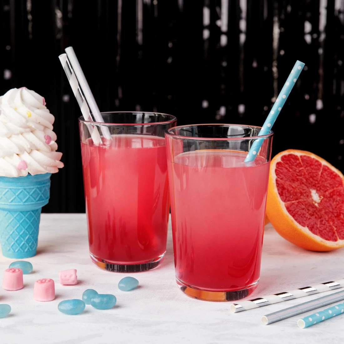 Kék pöttyös szívószálak, 10 db