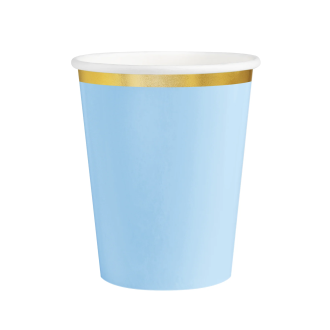 Moderna modra papirnata skodelica z zlato obrobo Classic Gold 220 ml, set 6 kosov