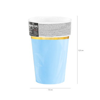 Moderna modra papirnata skodelica z zlato obrobo Classic Gold 220 ml, set 6 kosov