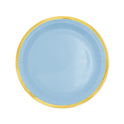 Kék papírtányér Classic Gold 18 cm arany szegéllyel – 6 db