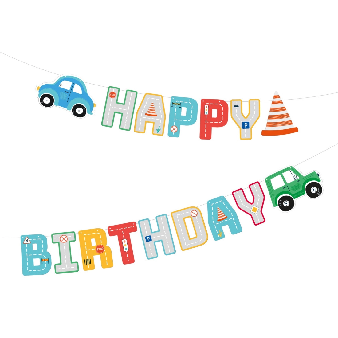 Ghirlandă de aniversare Happy Birthday Cars, 250 cm
