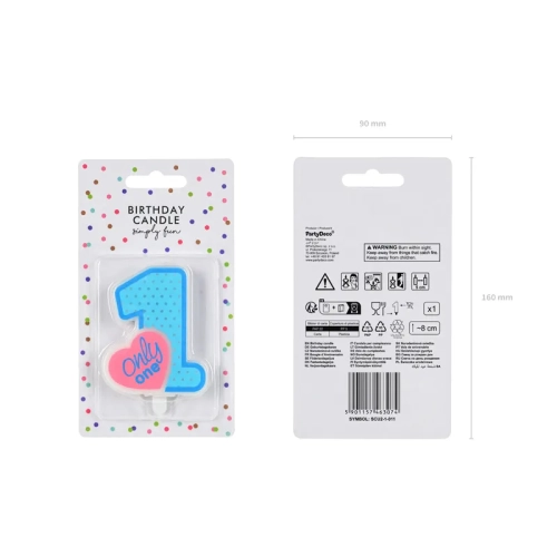 Szülinapi gyertya No. 1 Only One – kék, 8 cm