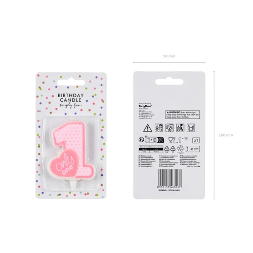 Lumânare de aniversare nr. 1 Only One - roz, 8 cm