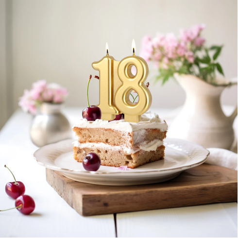 Arany születésnapi gyertyaszám 18, 8 cm Arany születésnapi gyertyaszám 18, 8 cm