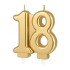 Lumânare aniversară numărul 18, auriu, 8 cm