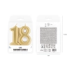 Lumânare aniversară numărul 18, auriu, 8 cm