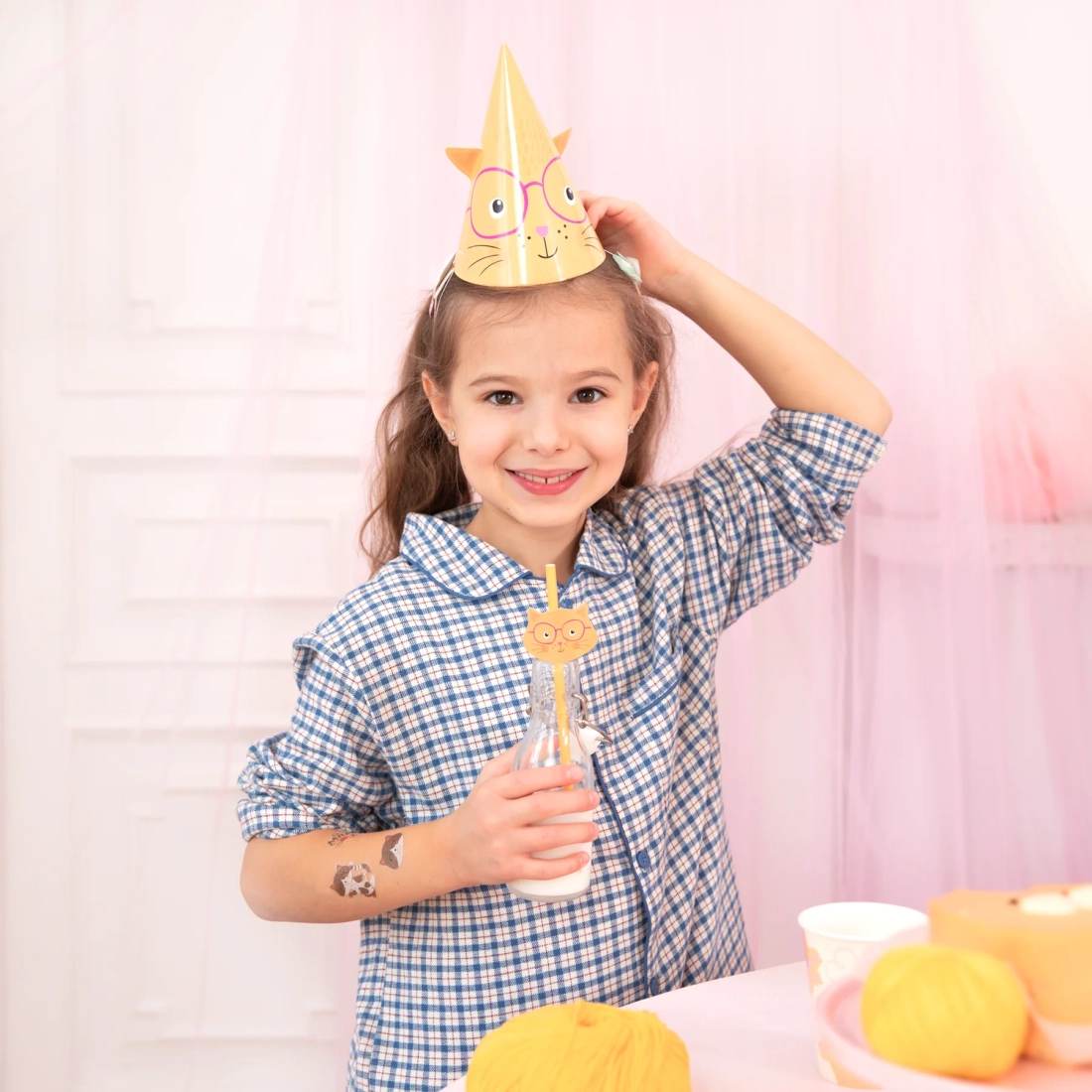 Set 6 pălărioare aniversare Pisicuțe