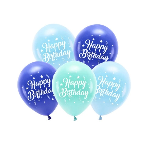 Narodeninové ECO balóny Happy Birthday, 26 cm, mix farieb 5 ks Narodeninové ECO balóny Happy Birthday, 26 cm, mix farieb 5 ks