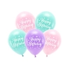 Baloane ECO de aniversare Happy Birthday, 26 cm, mix de culori, set 5 buc.
