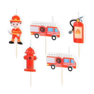 Rojstnodnevne svečke Gasilski avto – komplet 5 kos